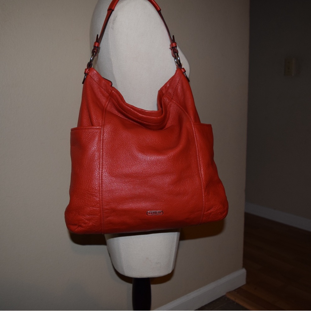 Coach Bold Red Leather Hobo Bag